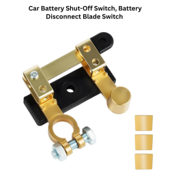 STHIRA®12V-24V Car Battery Disconnect Switch with LED Voltmeter, Heavy-Duty Battery Kill Switch with Brass Terminals, Rotary Power Cut-Off Isolator for Car