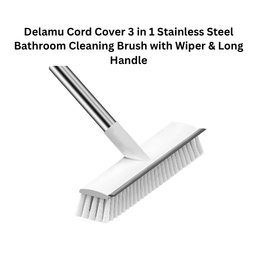 Delamu Cord Cover 3 in 1 Stainless Steel Bathroom Cleaning Brush with Wiper & Long Handle
