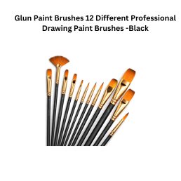 Glun Paint Brushes 12 Different Professional Drawing Paint Brushes – Black