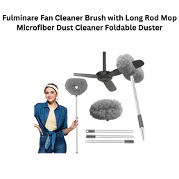 Fulminare Fan Cleaner Brush with Long Rod Mop Microfiber Dust Cleaner Foldable Duster