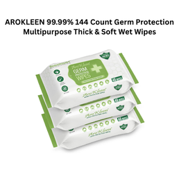 AROKLEEN 99.99% 144 Count Germ Protection Multipurpose Thick & Soft Wet Wipes