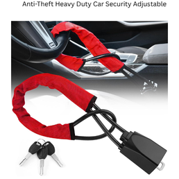 Autobizarre Anti-Theft Heavy Duty Double Protection Car Steering Wheel Lock with Clutch Pedal, Brake Pedal Lock for All Cars (Silver)