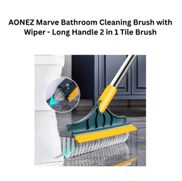AONEZ Marve Bathroom Cleaning Brush with Wiper - Long Handle 2 in 1 Tile Brush
