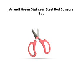 Anandi Green Stainless Steel Red Scissors Set