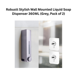 Robustt Stylish Wall Mounted Liquid Soap Dispenser 360ML (Grey, Pack of 2)