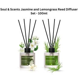 Soul & Scents Jasmine and Lemongrass Reed Diffuser Set - 100ml