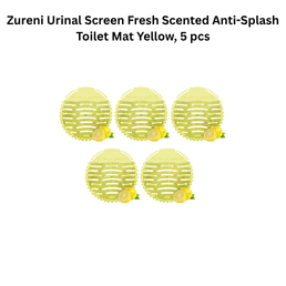 Zureni Urinal Screen Fresh Scented Anti-Splash Toilet Mat Yellow, 5 pcs