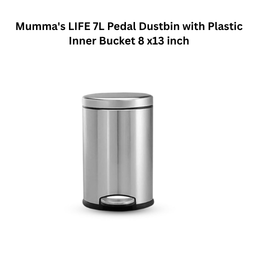 Mumma's LIFE 7L Pedal Dustbin with Plastic Inner Bucket 8 x13 inch
