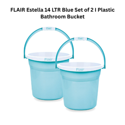 FLAIR Estella 14 LTR Blue Set of 2 I Plastic Bathroom Bucket