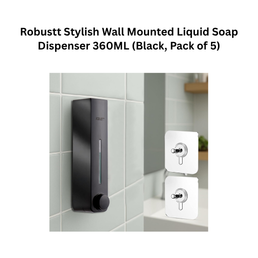 Robustt Stylish Wall Mounted Liquid Soap Dispenser 360ML (Black, Pack of 5)