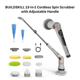 Buildskill 13-in-1 Cordless Spin Scrubber with Adjustable Handle