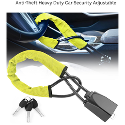 Autobizarre Anti-Theft Heavy Duty Car Security Adjustable Car Steering Wheel Lock with Seat Belt Lock Universal for All Cars (Red)