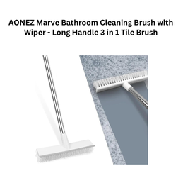 AONEZ Marve Bathroom Cleaning Brush with Wiper - Long Handle White Brush