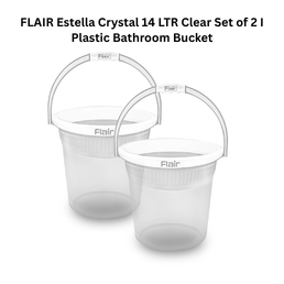 FLAIR Estella Crystal 14 LTR Clear Set of 2 I Plastic Bathroom Bucket
