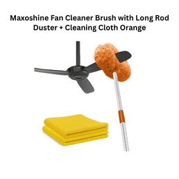 Maxoshine Fan Cleaner Brush with Long Rod Duster + Cleaning Cloth Orange