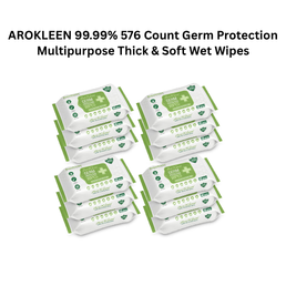 AROKLEEN 99.99% 576 Count Germ Protection Multipurpose Thick & Soft Wet Wipes