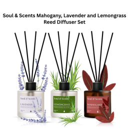 Soul & Scents Mahogany, Lavender and Lemongrass Reed Diffuser Set