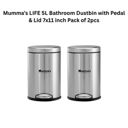 Mumma's LIFE 5L Bathroom Dustbin with Pedal & Lid 7x11 inch Pack of 2pcs
