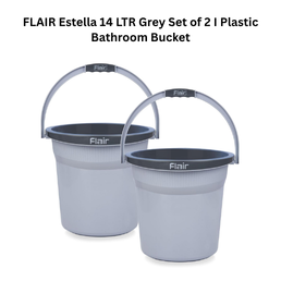 FLAIR Estella 14 LTR Grey Set of 2 I Plastic Bathroom Bucket