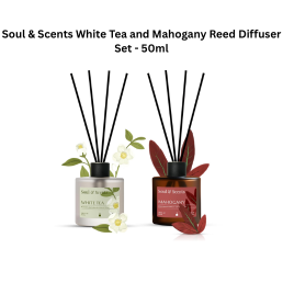 Soul & Scents White Tea and Mahogany Reed Diffuser Set - 50ml