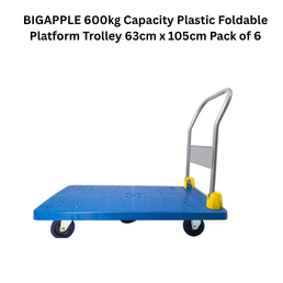 BIGAPPLE 600kg Capacity Plastic Foldable Platform Trolley 63cm x 105cm Pack of 6