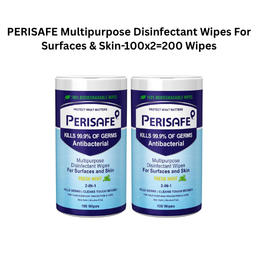 PERISAFE Multipurpose Disinfectant Wipes For Surfaces & Skin-100x2=200 Wipes