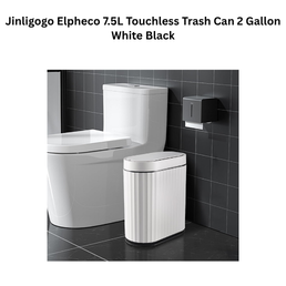 Jinligogo Elpheco 7.5L Touchless Trash Can 2 Gallon White Black