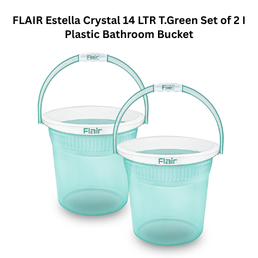 FLAIR Estella Crystal 14 LTR T.Green Set of 2 I Plastic Bathroom Bucket
