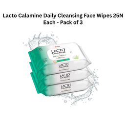Lacto Calamine Daily Cleansing Face Wipes 25N Each - Pack of 3