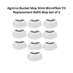 Agnirva Bucket Mop Stick Microfiber Fit Replacement Refill Mop Set of 3