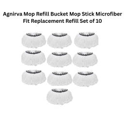Agnirva Mop Refill Bucket Mop Stick Microfiber Fit Replacement Refill Set of 10