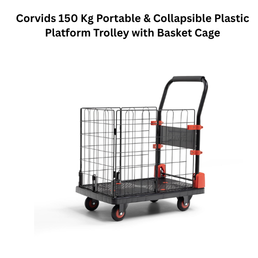 Corvids 150 Kg Portable & Collapsible Plastic Platform Trolley with Basket Cage