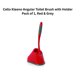 Cello Kleeno Angular Toilet Brush with Holder Pack of 1, Red & Grey