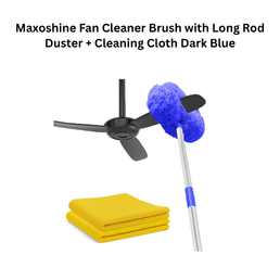 Maxoshine Fan Cleaner Brush with Long Rod Duster + Cleaning Cloth Blue Dark Blue