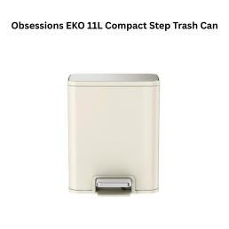 Obsessions EKO 11L Compact Step Trash Can Vanilla Rectangular Pedal Bin with Lid