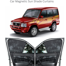 Able Dotnet Half Car Magnetic Sun Shade Curtains for TATA Sumo Gold Set of 6 Pcs Zed Black