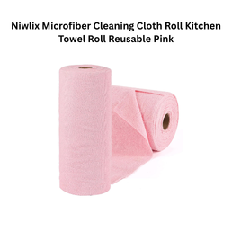 Niwlix Microfiber Cleaning Cloth Roll Kitchen Towel Roll Reusable Pink