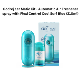Godrej aer Matic Kit - Automatic Air Freshener spray with Flexi Control Cool Surf Blue (210ml)