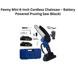 Fexmy Mini 6-Inch Cordless Chainsaw – Battery Powered Pruning Saw (Black)