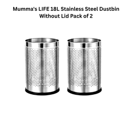 Mumma's LIFE 18L Stainless Steel Dustbin Without Lid Pack of 2