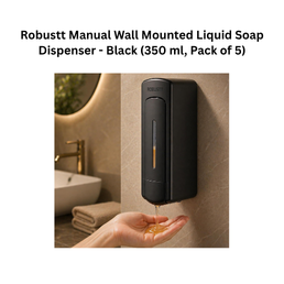 Robustt Manual Wall Mounted Liquid Soap Dispenser - Black (350 ml, Pack of 5)