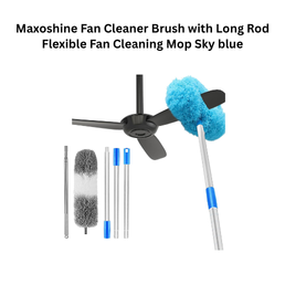 Maxoshine Fan Cleaner Brush with Long Rod Flexible Fan Cleaning Mop Sky blue