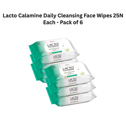 Lacto Calamine Daily Cleansing Face Wipes 25N Each - Pack of 6