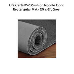 LifeKrafts PVC Cushion Noodle Floor Rectangular Mat - 2ft x 6ft Grey