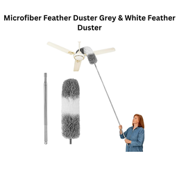Microfiber Feather Duster Grey & White Feather Duster