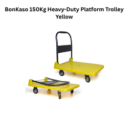 BonKaso 150Kg Heavy-Duty Platform Trolley Yellow