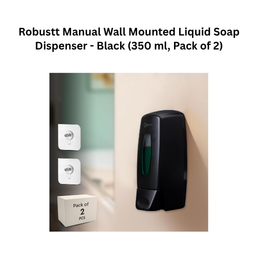 Robustt Manual Wall Mounted Liquid Soap Dispenser - Black (350 ml, Pack of 2)