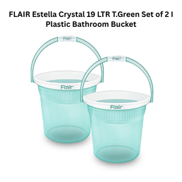 FLAIR Estella Crystal 19 LTR T.Green Set of 2 I Plastic Bathroom Bucket