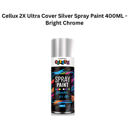 Cellux 2X Ultra Cover Silver Spray Paint 400ML - Bright Chrome