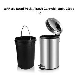 OPR 8L Steel Pedal Trash Can with Soft Close Lid